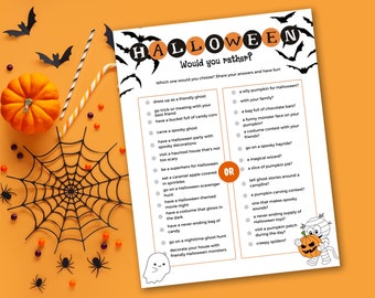 Would You Rather, Halloween Games, Printable Games, Games for kids, Halloween Printable, Party Games, Halloween Games for Kids