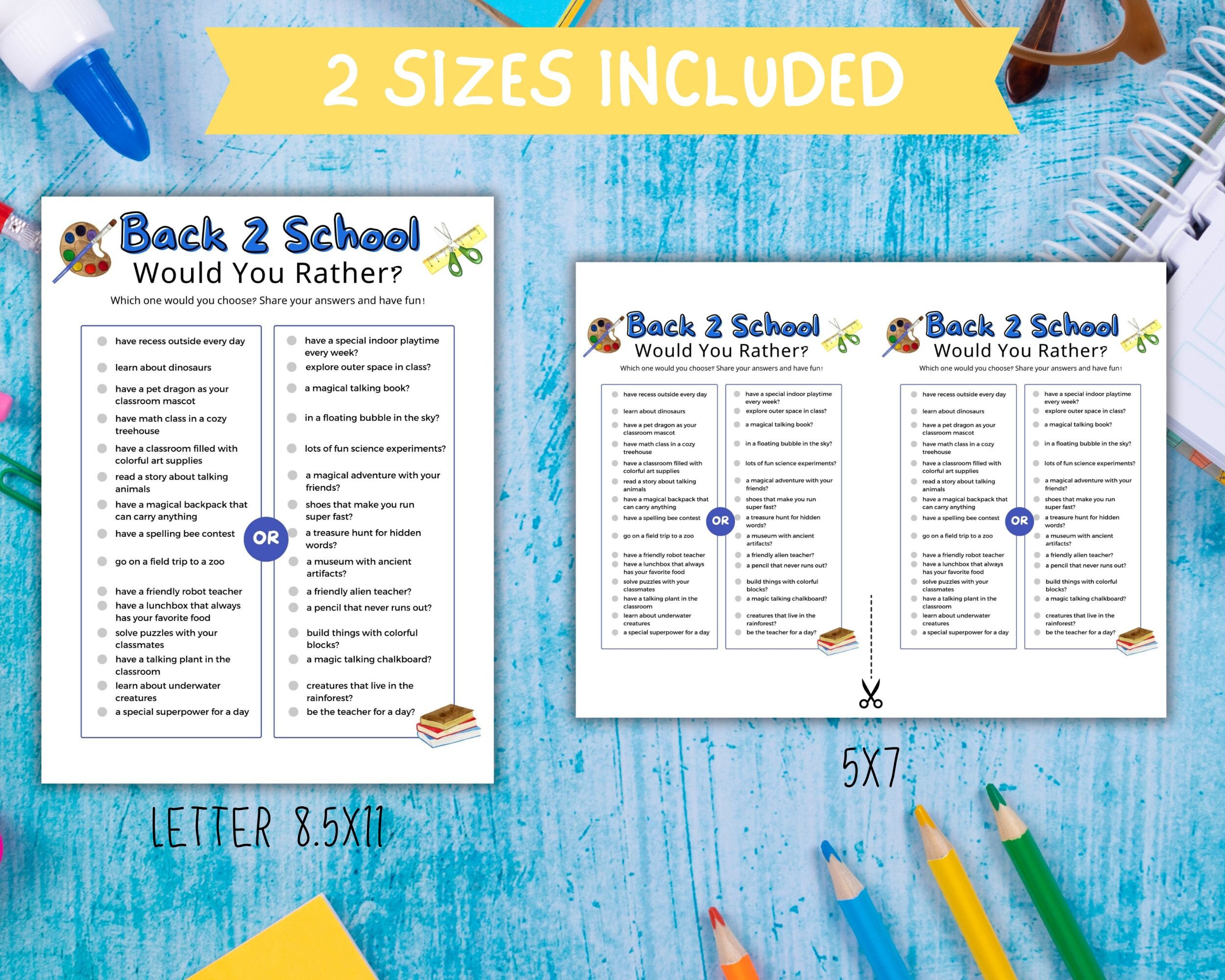 Would You Rather Back to School Game for Kids, Fun Classroom Activities ...