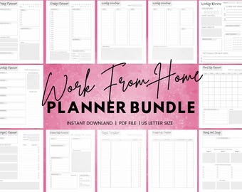 Work From Home Planner, Work Planner PDF, Weekly Planner, Monthly Planner, Productivity Planner, Business Planner, Remote Work,