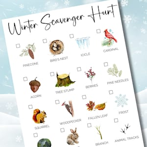 Winter Scavenger Hunt for Kids, Outdoor Scavenger Hunt for Kids, Winter Activities Printable for Kids, Outdoor Nature Play, Kid Outdoor Play