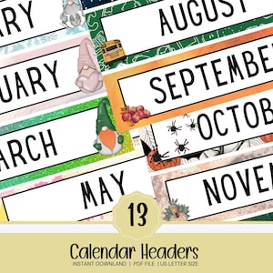 Maanden van het jaar voor zakkalender, wandkalender voor klaslokaal, klaskalender, montessorikalender, maandkalender zakkalender