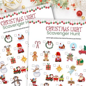 Christmas Lights Scavenger Hunt for Kids, Christmas Scavenger Hunt, Holiday Scavenger Hunt, Christmas Printables, Holiday Party Games