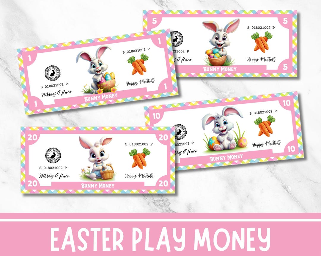 Easter Bunny Bucks Printable Play Money, Easter Egg Fillers for Kids ...
