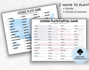 License Plate Scavenger Hunt, Kids Road Trip Travel Games, License Plate Game, I Spy License Plate Game, Road Trip Printable Games