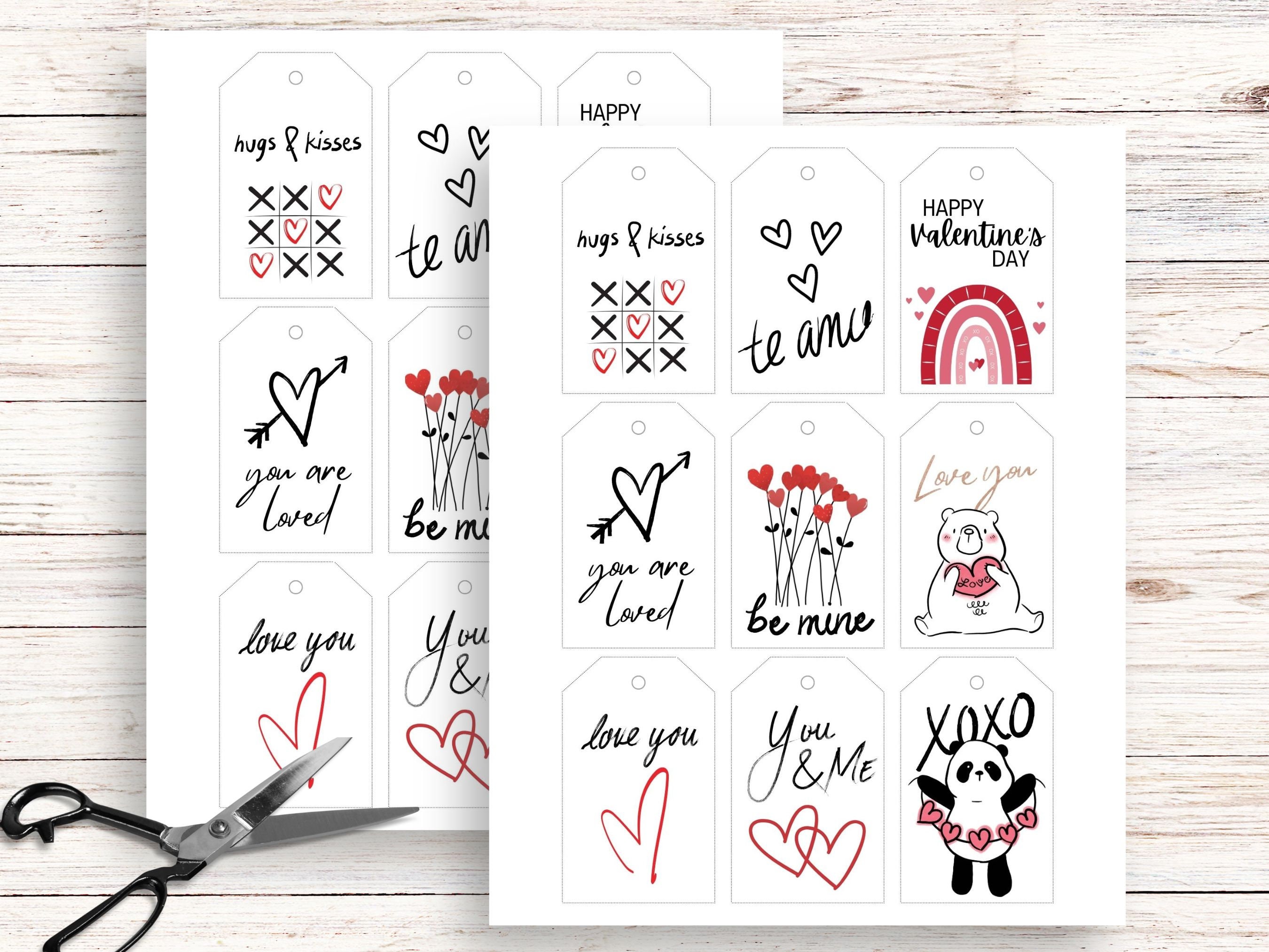 Printable Valentine Tags Valentine Hang Tags Printable Valentine Gift Tags Printable