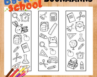 Back to School Bookmarks, First Day of School Bookmarks, Printable Bookmarks, Classroom Printables, Bookmarks for Kids, Coloring Activity