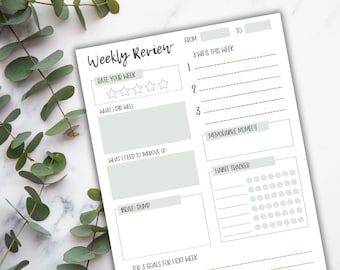 Wöchentliche Selbstreflektion zum Ausdrucken, Reflektion Journal, Ziele Planer, Check In PDF