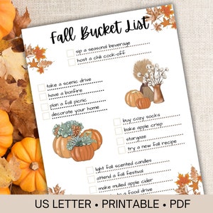 Fall Bucket List Printable, Fall Family Bucket List, Seasonal Living Checklist, Fall Activity Planner, Autumn Bucket List Printable