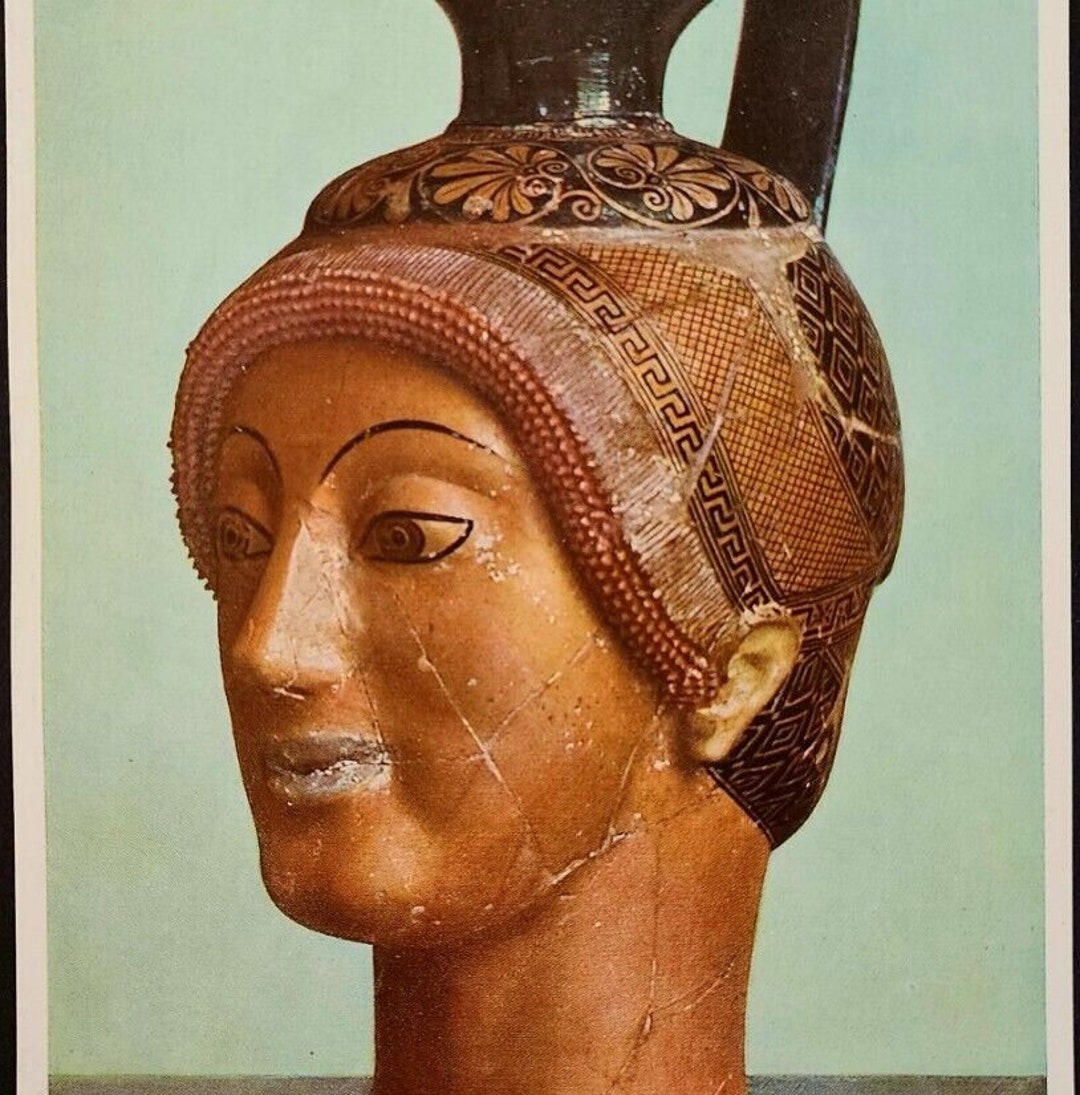 1927 Woman's Head Sculpture Vase Charinos Lithograph Art Etsy
