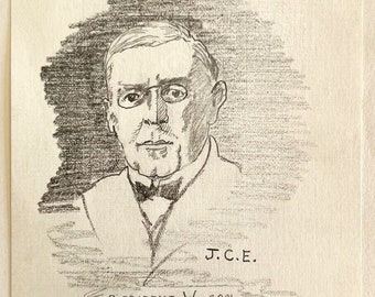 Jerome Eisenberg Woodrow Wilson 1925 Original Art Sketch Pencil 1/1 Signed DWN8C