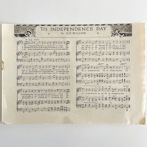 1916 Sheet Music Tis Independence Day G.F. Wilson Antique Ephemera LGADYC3 image 2