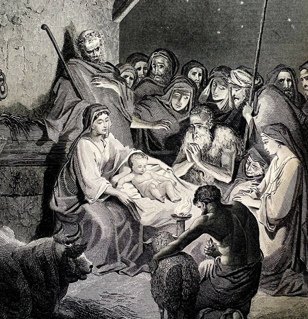Nativity Baby Jesus Steel Engraving 1872 Gustave Dore - Etsy