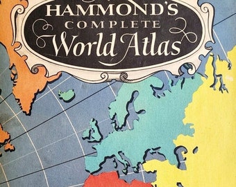 Hammond's Complete World Atlas 1950 1st Printing HC w/ Dust Jacket Maps E40