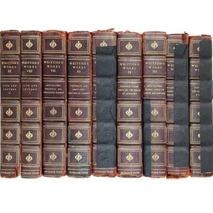 John Greenleaf Whittier Works 1892 Lot Of 9 Volumes Complete Victorian Poetry E42