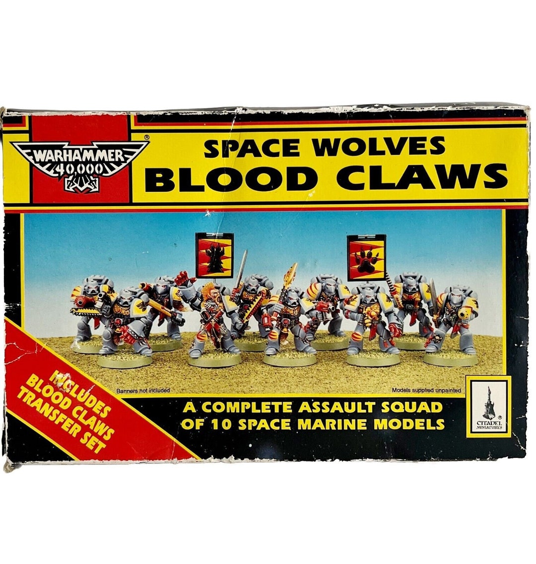 Warhammer 40K 1992 Space Wolves Blood Claws W/ Box Metal 0805 Etsy
