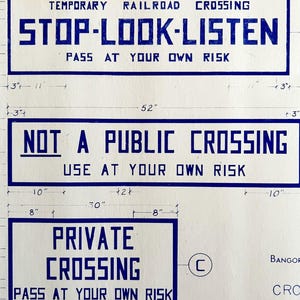 1966 Railroad Bangor Aroostook Crossing Sign Types Blueprint K7 Trains DWDD12