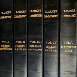 1960-70s Clarke&#39;s Commentary On The Bible 5 Volume Set 1-5 HC Religious HBS