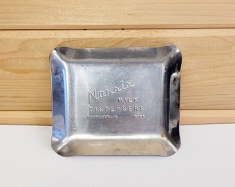 Antique 1940s Norris Milk Dispensers Co Steel Ashtray Agriculture Collectible