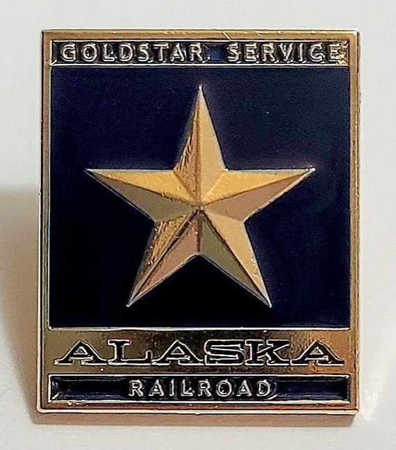 Vintage Railroad Pin Alaska Railroad Gold Star Se… - image 1