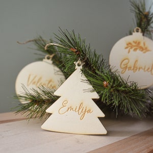 Christmas tree pendant with desired name | Personalized Christmas tree ornaments | Christmas decoration with name | Christmas present with name | Wood