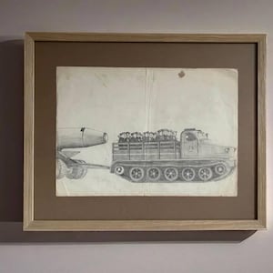 Disegno a matita militare bifacciale del 1961 – L'arte sovietica di mio padre – Schizzo storico fatto a mano. Arte murale originale. Regalo per collezionisti