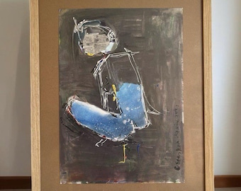 Abstract Mixed Media Painting: Surreal Expressionist Wall Art