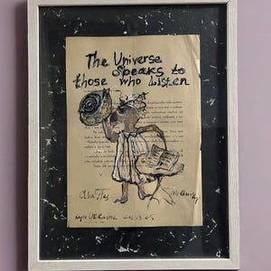 Inspirational Saying. Whimsical Mixed Media Art on Vintage Paper - Surreal Illustration - Eccentric  Fantasy Character. Fantasy Painting