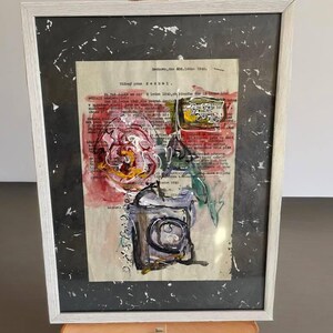Documento d'epoca degli anni '40 con tocco artistico - Arte storica unica. Arte da collezione. Arte murale Regalo unico per collezionisti. Arte con tecniche miste