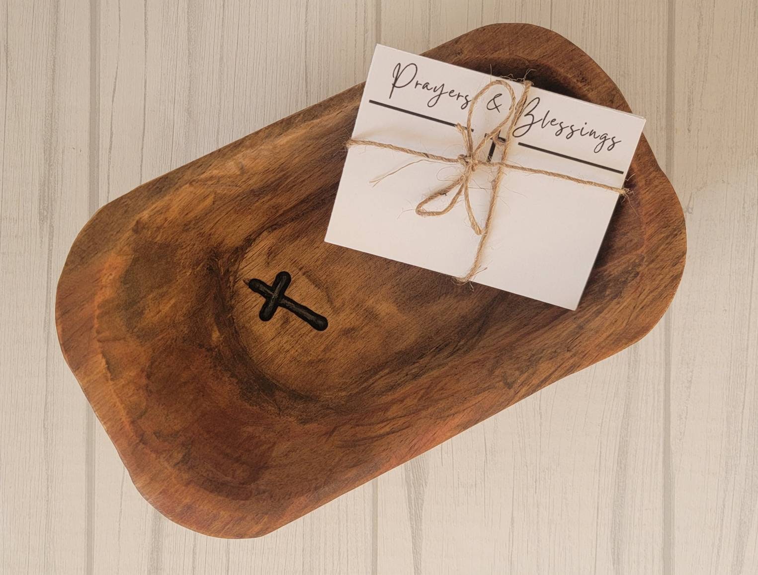 Hand Carved Cross Prayer Bowl Prayers & Blessings Bowl Etsy