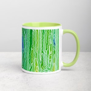 Abstract Green Ceramic Mug | 11oz Coffee Mug | Fresh Spring-Inspired Design