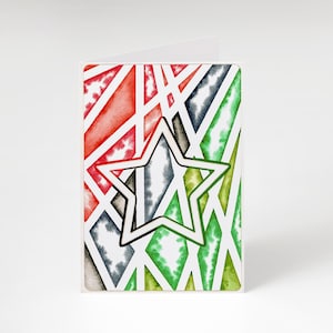 Carte d'étoile de Noël peinte à la main - Carte de Noël aquarelle unique - Oeuvre d'art originale dans un emballage respectueux de l'environnement