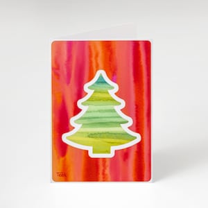 Handgeschilderde kerstkaart | Geüpcycled aquarelkunst | Milieuvriendelijke vakantiegroet