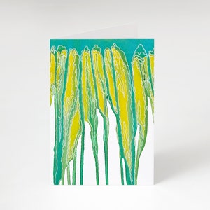 Tarjeta de felicitación inspirada en la naturaleza / Pintura abstracta de acuarela en una tarjeta de notas en blanco / Donación benéfica del 15 %