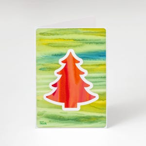 Handgeschilderde kerstboomkaart – uniek kerstkunstwerk en milieuvriendelijke wenskaart