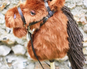 Icelandic Hobby Horse (Stick horse). Removable bridle and Tack. Free Carrot!