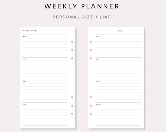 Weekly Planner Printable - Week on two Pages | Weekly Planner Insert | Weekly Template | Undated Weekly Planner Vertical | Minimal Personal