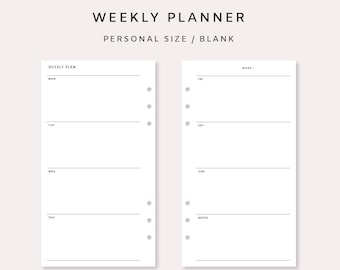 Weekplanner afdrukbaar - ongedateerde weekplanner | Week op twee pagina's | Weekplanner wordt ingevoegd | Eenvoudige spatie | Minimalistisch wekelijks persoonlijk