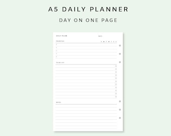 Daily Planner Printable pdf - Undated Daily Planner Inserts | A5 Daily Agenda | Daily To Do List | Minimalist Daily Pages | Daily Template