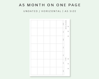 Month on one page undated - Monthly Planner Insert A5 | Month on 1 Page Horizontal | Undated Monthly Planner | Simple & Minimalist | Mo1P