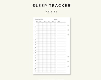 Sleep Tracker Printable A6 - Monthly Sleep Log, Sleep Cycle Template, Sleeping Tracker Template, Sleep Journal, Mood Tracker A6 Insert