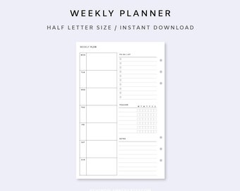 Weekly Planner Printable To do list - Week on one page PDF, Weekly Habit Tracker, Weekly Schedule Template, Minimalist Week at a Glance