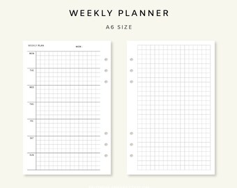 Week on one Page Printable - Undated Weekly Planner PDF | Weekly Printable Inserts | Minimalist Weekly Page Grid | Vertical Weekly Template