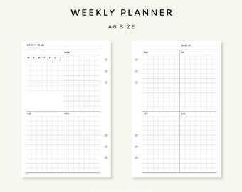 Weekly Planner Printable 2 Page - Week on Two Pages, Week at a Glance, Undated Weekly Template, Weekly Planner Inserts, Mini Calendar MO2P