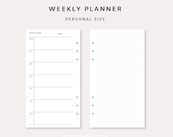 Weekly Planner Printable - Week on two pages | Weekly Planner Insert pdf | Weekly 1 Page | Undated Weekly Template | Vertical Weekly Page