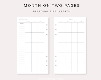 Monthly Planner Printable A5 Month on Two Page Planner Undated Monthly ...