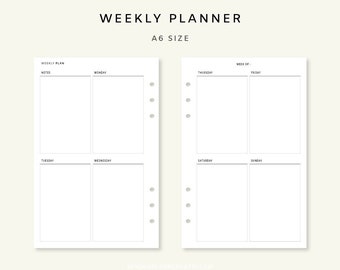 Undated Printable Lined Weekly Planner Page | Weekly Planner Insert ...