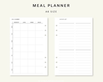 Monthly Meal Planner Printable Grocery List Menu Planner - Etsy