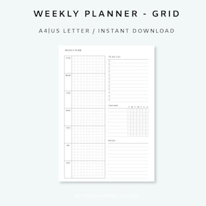Weekly Planner Printable - Week on One Page | Weekly Agenda | Weekly ...