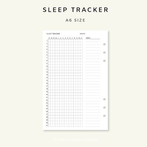 Sleep Tracker Printable A6 - Monthly Sleep Log, Sleep Cycle Template, Sleeping Tracker Template, Sleep Journal, Mood Tracker A6 Insert