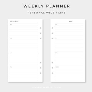 Weekly Planner Printable - Week on two Pages | Weekly Planner Insert | Weekly Template | Undated Weekly Planner Vertical | Minimalist Pages